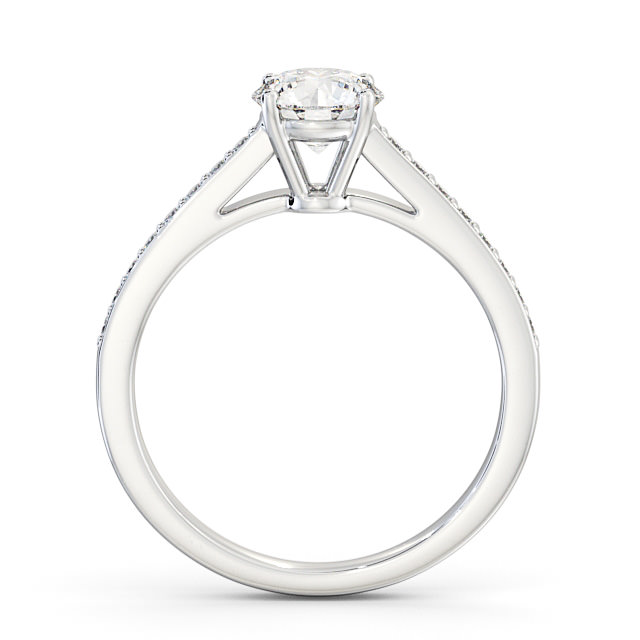 Round Diamond Engagement Ring 18K White Gold Solitaire With Side Stones - Caterina ENRD145S_WG_UP