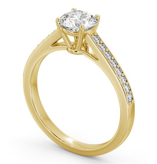 Round Diamond High Setting Engagement Ring 18K Yellow Gold Solitaire with Channel Set Side Stones ENRD145S_YG_THUMB1 