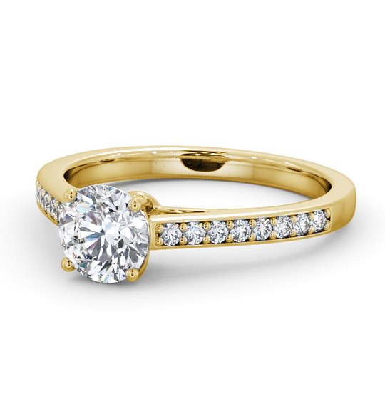  Round Diamond Engagement Ring 9K Yellow Gold Solitaire With Side Stones - Caterina ENRD145S_YG_THUMB2 