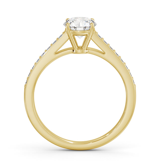 Round Diamond Engagement Ring 18K Yellow Gold Solitaire With Side Stones - Caterina ENRD145S_YG_UP