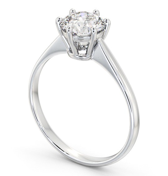Round Diamond Classic 6 Prong Engagement Ring 18K White Gold Solitaire ENRD146_WG_THUMB1