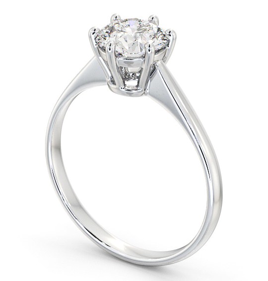 Round Diamond Classic 6 Prong Engagement Ring 18K White Gold Solitaire ENRD146_WG_THUMB1 