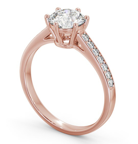 Round Diamond 6 Prong Engagement Ring 9K Rose Gold Solitaire with Channel Set Side Stones ENRD146S_RG_THUMB1 