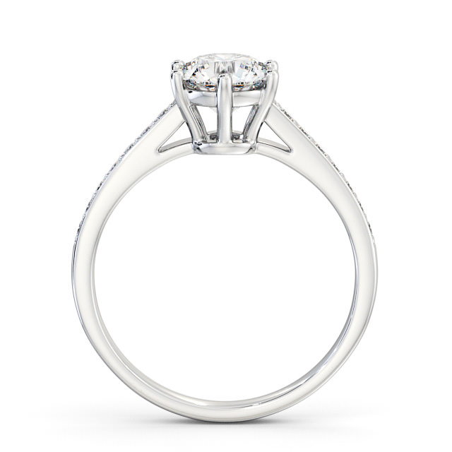 Round Diamond Engagement Ring 18K White Gold Solitaire With Side Stones - Frances ENRD146S_WG_UP