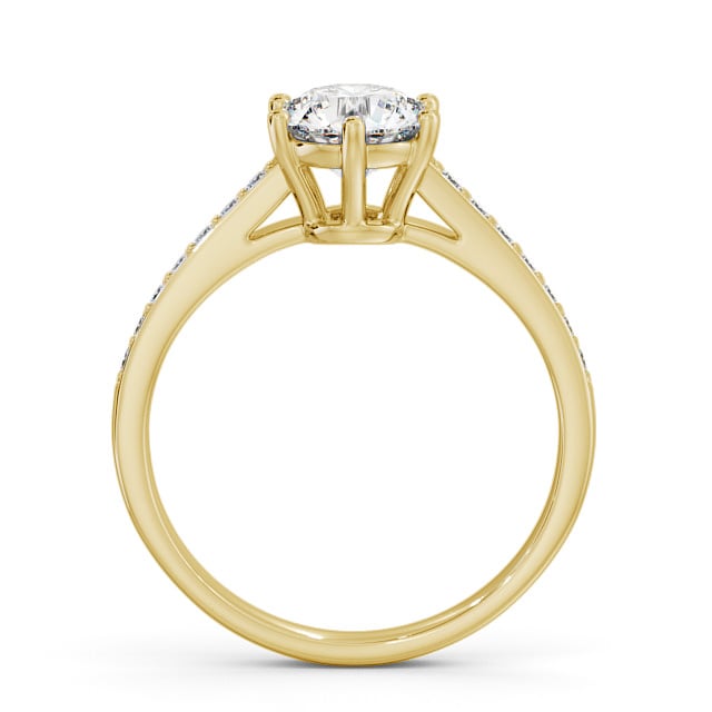 Round Diamond Engagement Ring 18K Yellow Gold Solitaire With Side Stones - Frances ENRD146S_YG_UP