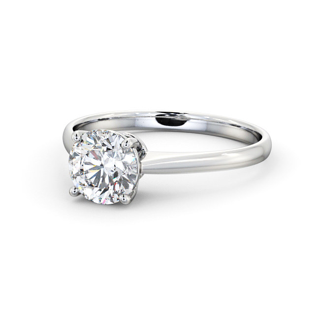 Round Diamond Engagement Ring 9K White Gold Solitaire - Olivia ENRD147_WG_FLAT