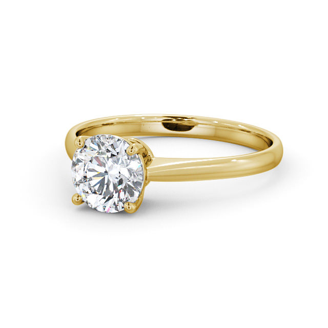 Round Diamond Engagement Ring 9K Yellow Gold Solitaire - Olivia ENRD147_YG_FLAT