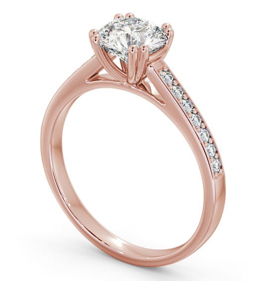 Round Diamond Engagement Ring 18K Rose Gold Solitaire With Side Stones - Kensey ENRD148S_RG_THUMB1