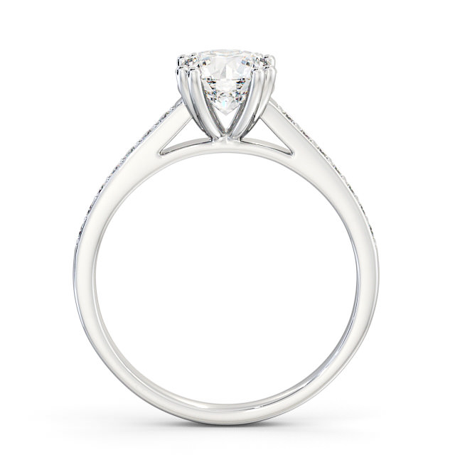 Round Diamond Engagement Ring Platinum Solitaire With Side Stones - Kensey ENRD148S_WG_UP