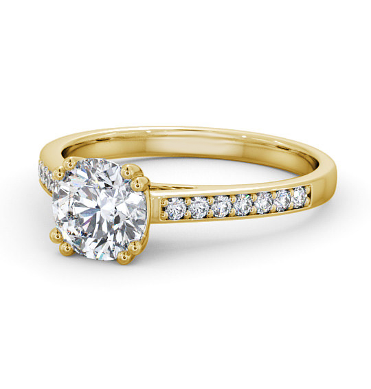 Kensey Round Diamond Engagement Ring Eight Claw Side Stones ENRD148S_YG_THUMB2 