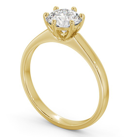 Round Diamond 6 Prong Engagement Ring 18K Yellow Gold Solitaire ENRD149_YG_THUMB1