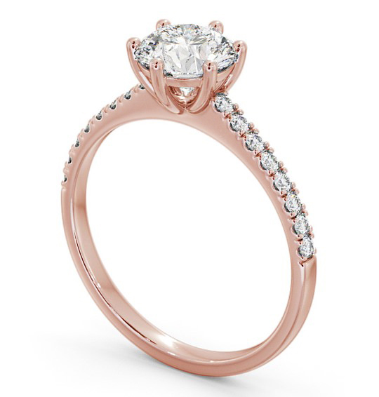 Round Diamond 6 Prong Engagement Ring 18K Rose Gold Solitaire with Channel Set Side Stones ENRD149S_RG_THUMB1 