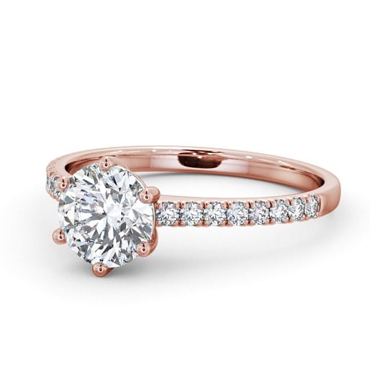  Round Diamond Engagement Ring 9K Rose Gold Solitaire With Side Stones - Malika ENRD149S_RG_THUMB2 