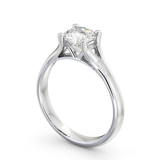 Round Diamond Engagement Ring 18K White Gold Solitaire - Lawley