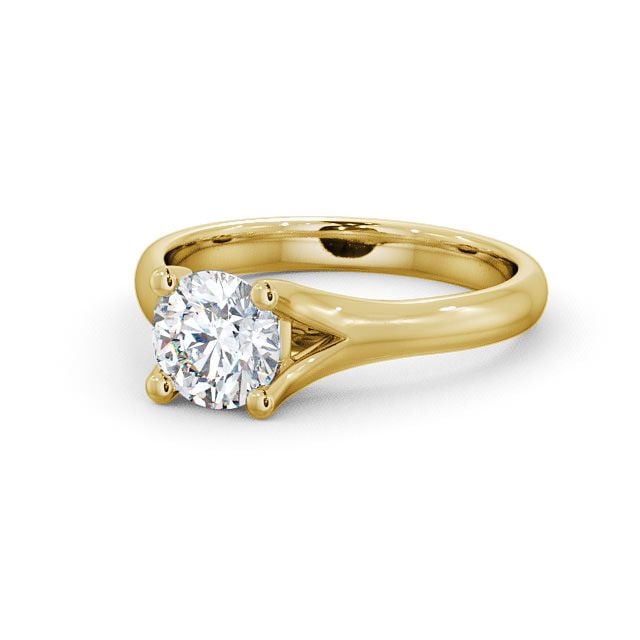 Round Diamond Engagement Ring 18K Yellow Gold Solitaire - Lawley ENRD14_YG_FLAT
