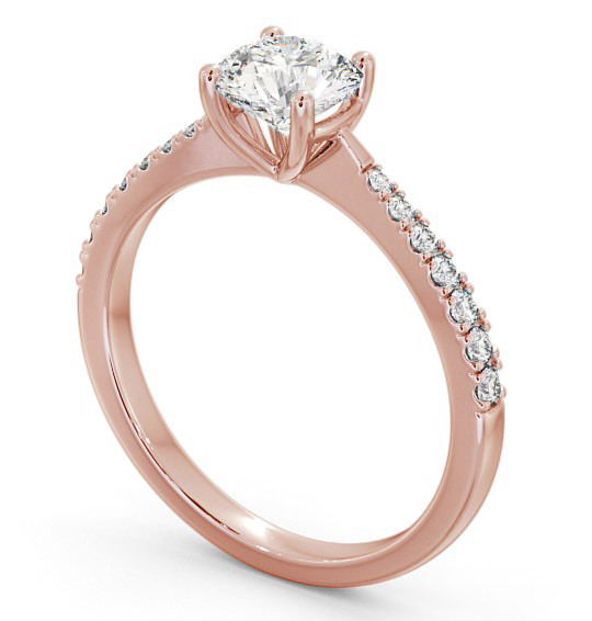  Round Diamond Engagement Ring 9K Rose Gold Solitaire With Side Stones - Bari ENRD150S_RG_THUMB1 