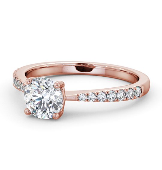  Round Diamond Engagement Ring 9K Rose Gold Solitaire With Side Stones - Bari ENRD150S_RG_THUMB2 