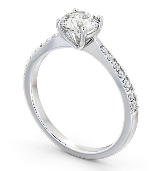 Round Diamond Tapered Band Engagement Ring Platinum Solitaire with Channel Set Side Stones ENRD150S_WG_THUMB1 