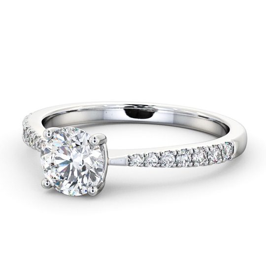 Round Diamond Tapered Band Engagement Ring Platinum Solitaire with Channel Set Side Stones ENRD150S_WG_THUMB2 