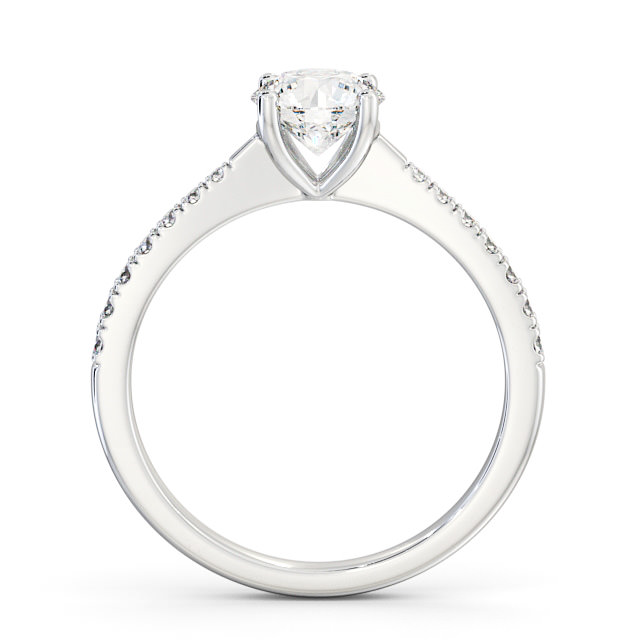 Round Diamond Engagement Ring 18K White Gold Solitaire With Side Stones - Bari ENRD150S_WG_UP