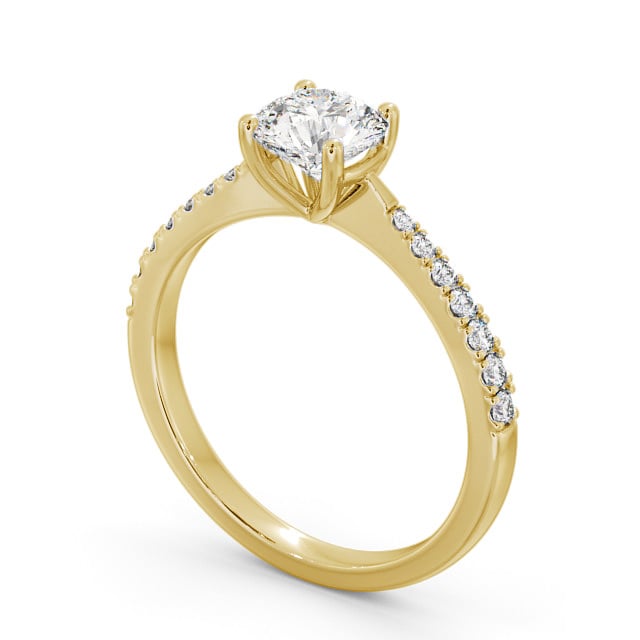 Round Diamond Engagement Ring 9K Yellow Gold Solitaire With Side Stones - Bari ENRD150S_YG_SIDE