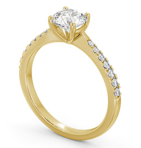 Round Diamond Tapered Band Engagement Ring 18K Yellow Gold Solitaire with Channel Set Side Stones ENRD150S_YG_THUMB1 