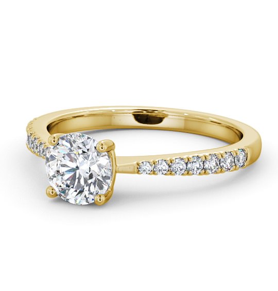 Round Diamond Tapered Band Engagement Ring 18K Yellow Gold Solitaire with Channel Set Side Stones ENRD150S_YG_THUMB2 