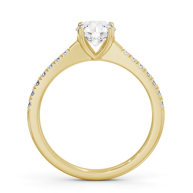 Round Diamond Engagement Ring 9K Yellow Gold Solitaire With Side Stones - Bari ENRD150S_YG_UP