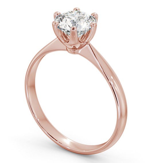 Round Diamond Dainty Band with 6 Prongs Engagement Ring 18K Rose Gold Solitaire ENRD151_RG_THUMB1 
