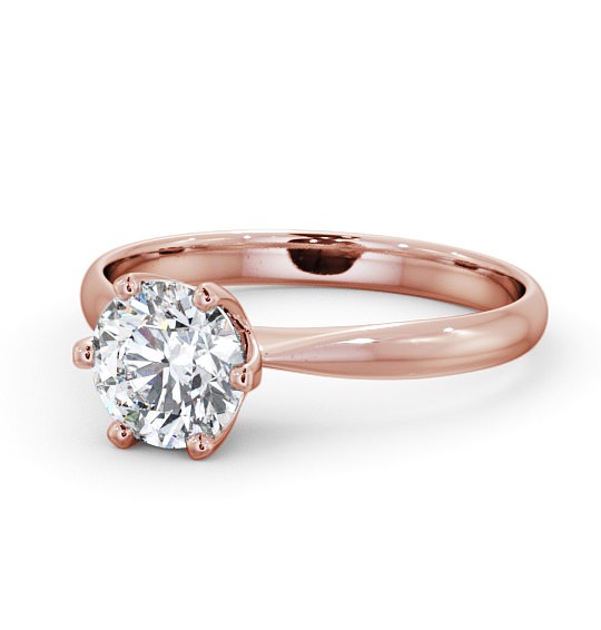Round Diamond Dainty Band with 6 Prongs Engagement Ring 18K Rose Gold Solitaire ENRD151_RG_THUMB2 