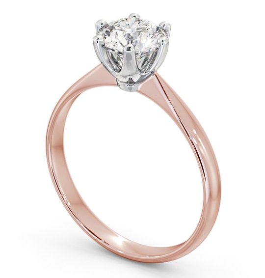 Round Diamond Dainty Band with 6 Prongs Engagement Ring 18K Yellow and White Gold Solitaire ENRD151_RWG_THUMB1 