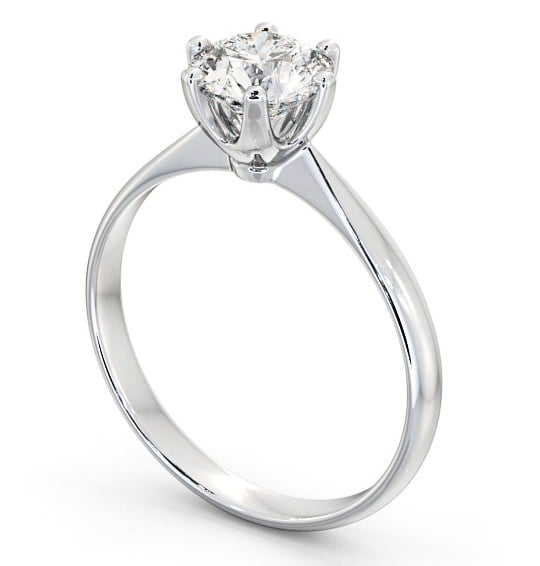Round Diamond Dainty Band with 6 Prongs Engagement Ring 18K White Gold Solitaire ENRD151_WG_THUMB1 