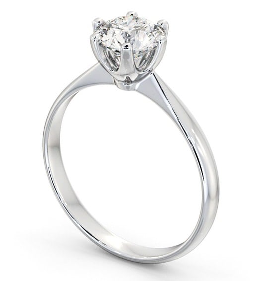 Round Diamond Dainty Band with 6 Prongs Engagement Ring Palladium Solitaire ENRD151_WG_THUMB1 