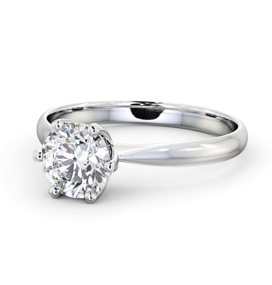 Round Diamond Dainty Band with 6 Prongs Engagement Ring 9K White Gold Solitaire ENRD151_WG_THUMB2 
