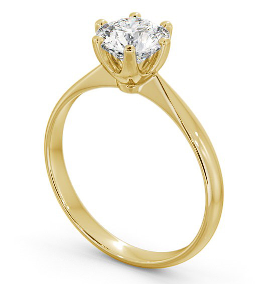 Round Diamond Dainty Band with 6 Prongs Engagement Ring 9K Yellow Gold Solitaire ENRD151_YG_THUMB1