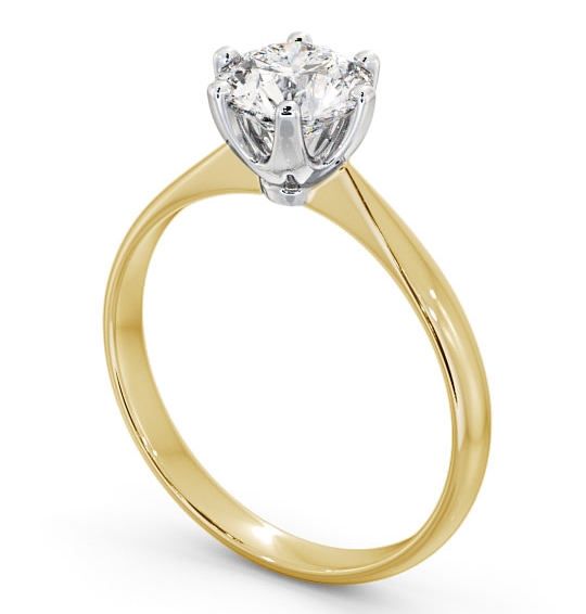 Round Diamond Dainty Band with 6 Prongs Engagement Ring 18K Yellow and White Gold Solitaire ENRD151_YWG_THUMB1 