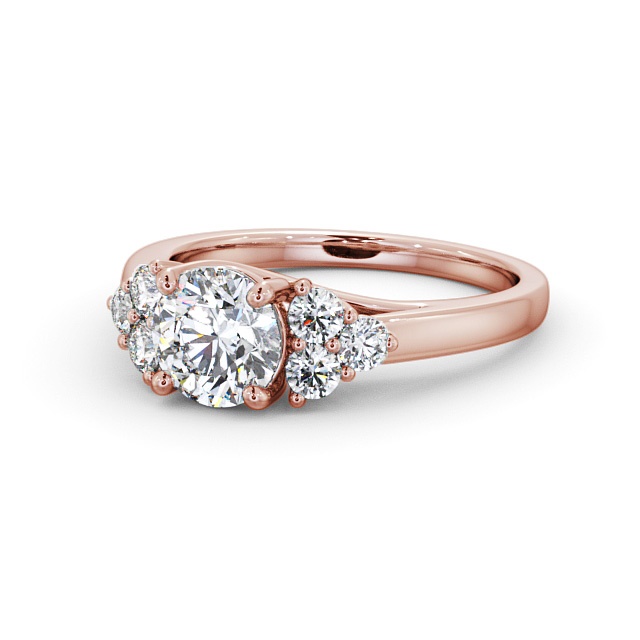 Round Diamond Engagement Ring 9K Rose Gold Solitaire With Side Stones - Costa ENRD151S_RG_FLAT