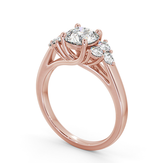 Round Diamond Engagement Ring 9K Rose Gold Solitaire With Side Stones - Costa ENRD151S_RG_SIDE