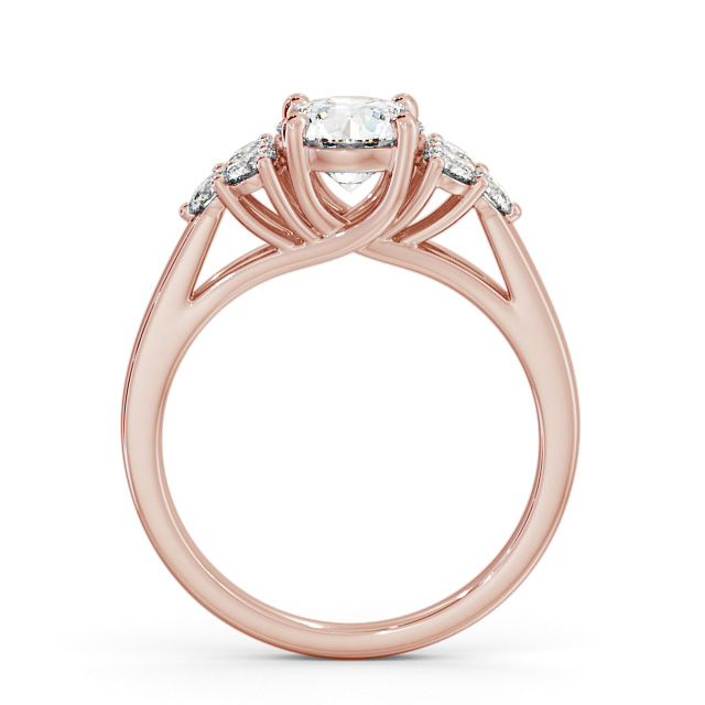 Round Diamond Engagement Ring 9K Rose Gold Solitaire With Side Stones - Costa ENRD151S_RG_UP