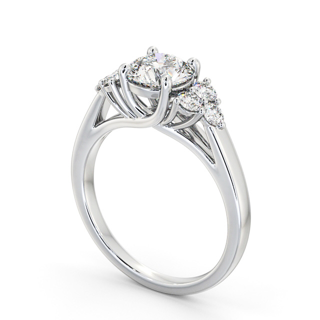 Round Diamond Engagement Ring Platinum Solitaire With Side Stones - Costa ENRD151S_WG_SIDE