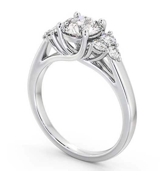 Round Diamond Majestic Style Engagement Ring 18K White Gold Solitaire with Channel Set Side Stones ENRD151S_WG_THUMB1