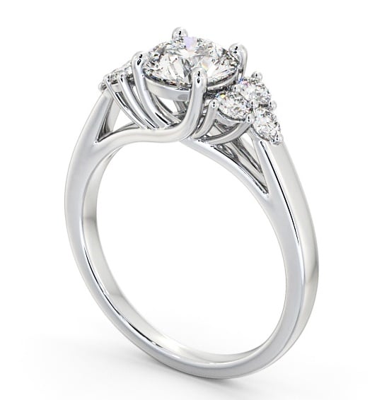 Round Diamond Majestic Style Engagement Ring 18K White Gold Solitaire with Channel Set Side Stones ENRD151S_WG_THUMB1 