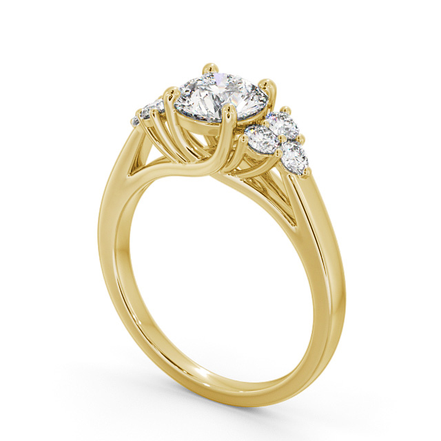 Round Diamond Engagement Ring 9K Yellow Gold Solitaire With Side Stones - Costa ENRD151S_YG_SIDE