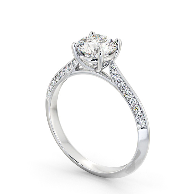 Round Diamond Engagement Ring Palladium Solitaire With Side Stones - Alford ENRD152S_WG_SIDE