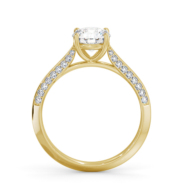 Round Diamond Engagement Ring 18K Yellow Gold Solitaire With Side Stones - Alford ENRD152S_YG_UP