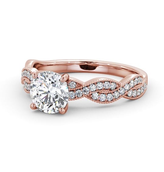  Round Diamond Engagement Ring 9K Rose Gold Solitaire With Side Stones - Ketsby ENRD153S_RG_THUMB2 