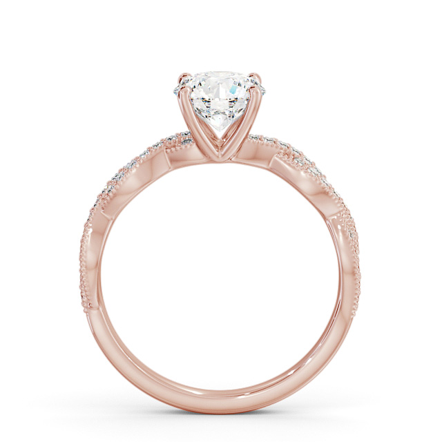 Round Diamond Engagement Ring 9K Rose Gold Solitaire With Side Stones - Ketsby ENRD153S_RG_UP