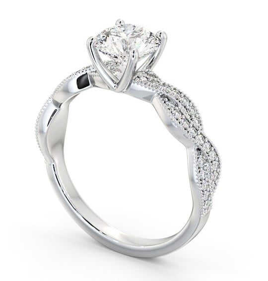 Round Diamond Engagement Ring Platinum Solitaire With Side Stones - Ketsby ENRD153S_WG_THUMB1 