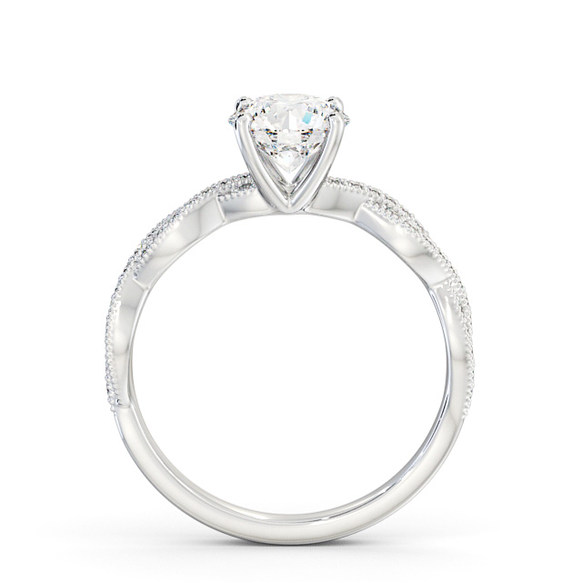 Round Diamond Engagement Ring 9K White Gold Solitaire With Side Stones - Ketsby ENRD153S_WG_UP