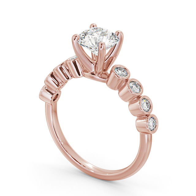 Round Diamond Engagement Ring 9K Rose Gold Solitaire With Side Stones - Dagmar ENRD154S_RG_SIDE